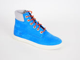 Boys Timberland 7584R Blue Leather Lace Up Winter Walking Zip On Side Boots